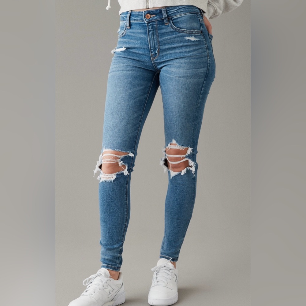 NWT American Eagle Next Level Stretch Ripped High Waisted Jegging 20 Regular